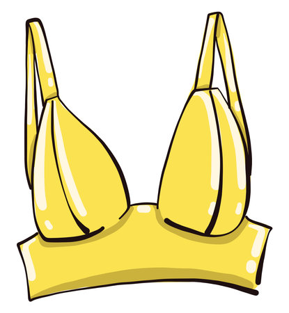 Yellow bra, illustration, vector on white background.の写真素材