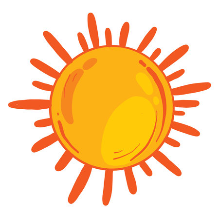 Red and yellow sun, illustration, vector on white background.のイラスト素材