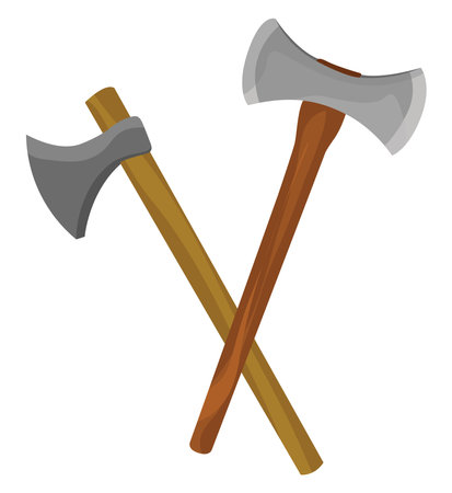 Two axes, illustration, vector on white backgroundのイラスト素材
