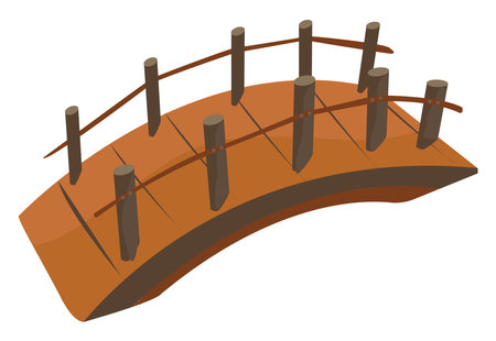 Wooden bridge, illustration, vector on white backgroundのイラスト素材