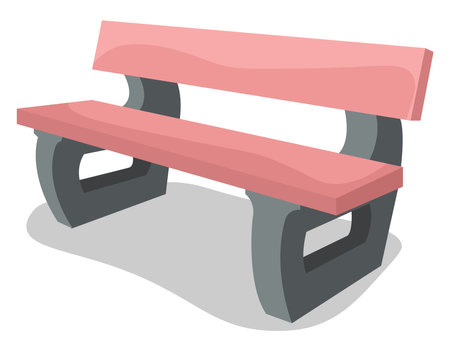 Pink bench, illustration, vector on white backgroundのイラスト素材