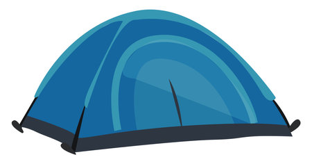 Blue camping tent, illustration, vector on white backgroundのイラスト素材