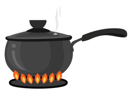 Cooking pot, illustration, vector on white backgroundのイラスト素材
