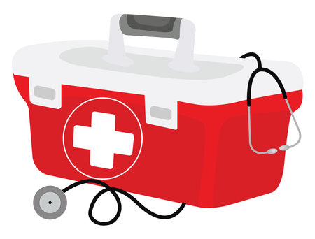 First aid kit, illustration, vector on white backgroundのイラスト素材