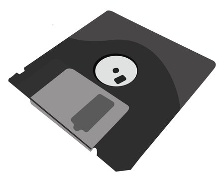 Black floppy disc, illustration, vector on white backgroundのイラスト素材