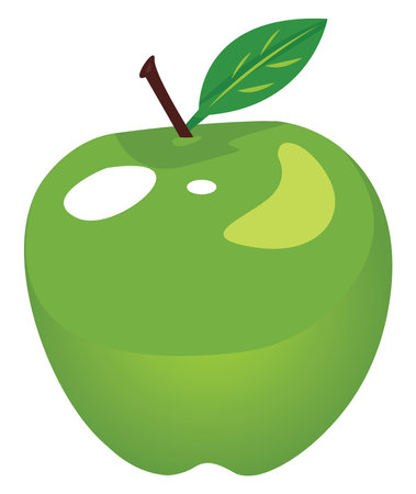 Green apple, illustration, vector on white backgroundのイラスト素材