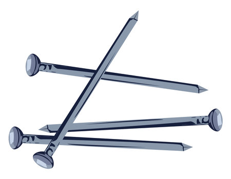 Steel nails, illustration, vector on white backgroundのイラスト素材