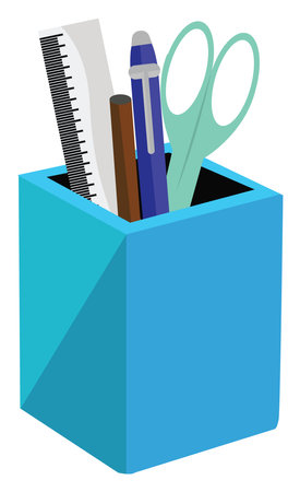 Pen holder, illustration, vector on white backgroundのイラスト素材
