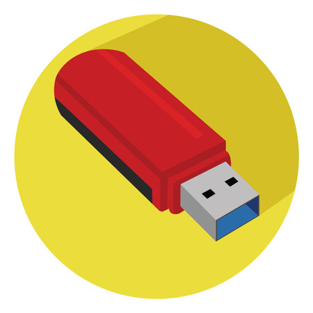 Red pendrive, illustration, vector on white background
