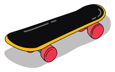Black skateboard, illustration, vector on white backgroundのイラスト素材