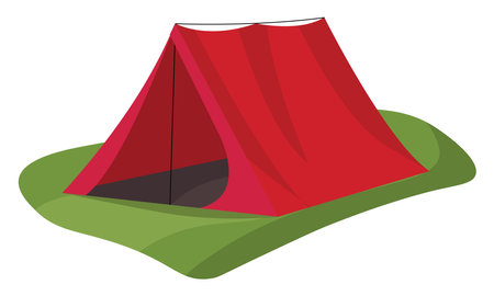 Red tent, illustration, vector on white backgroundのイラスト素材