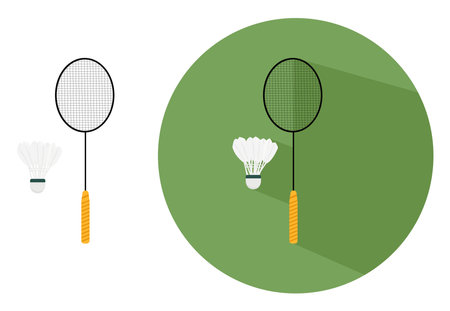 Badminton racket ,illustration, vector on white background.のイラスト素材