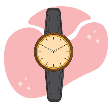 Black wristwatch, illustration, vector on white backgroundのイラスト素材
