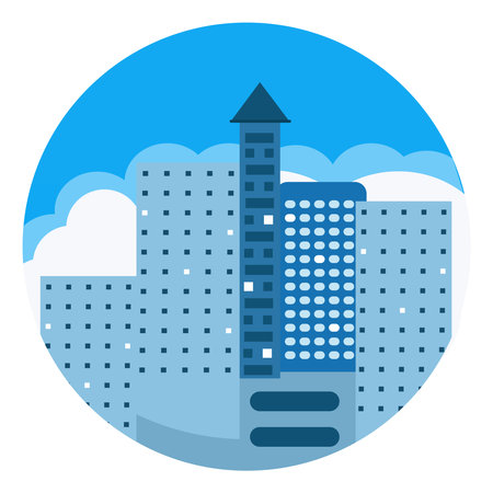 Blue buildings ,illustration, vector on white background.のイラスト素材