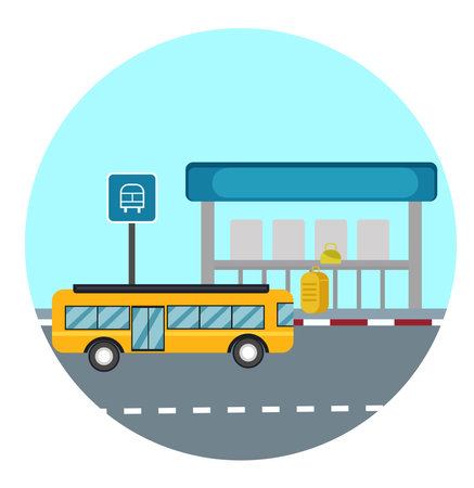 Bus stop ,illustration, vector on white background.のイラスト素材
