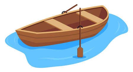 Wooden boat,illustration, vector on white background.のイラスト素材