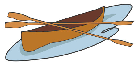 Canoe in the water ,illustration, vector on white background.のイラスト素材