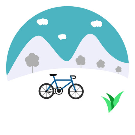 Blue bicycle ,illustration, vector on white background.のイラスト素材