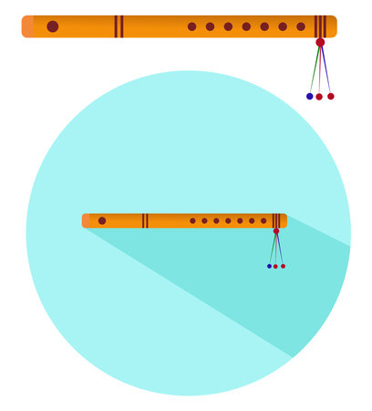 Wooden flute ,illustration, vector on white background.のイラスト素材