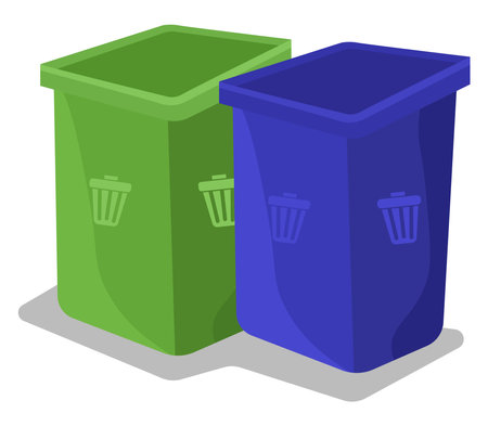 Two dustbins ,illustration, vector on white background.のイラスト素材