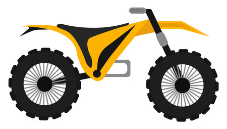 Yellow dirt bikes ,illustration, vector on white background.のイラスト素材