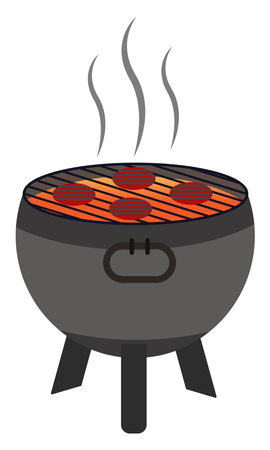 Barbeque grill ,illustration, vector on white background.のイラスト素材