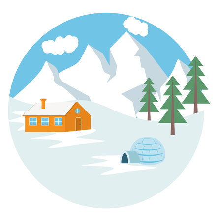 Snowy hills ,illustration, vector on white background.のイラスト素材