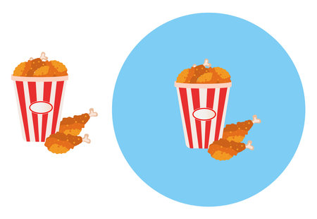 Fried chicken ,illustration, vector on white background.のイラスト素材