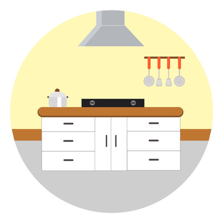 New kitchen ,illustration, vector on white background.のイラスト素材