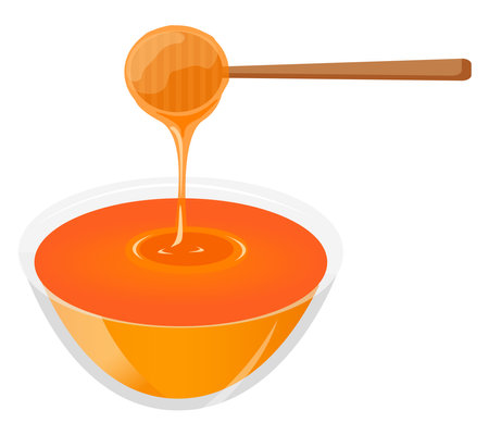 Honey bowl ,illustration, vector on white background.のイラスト素材