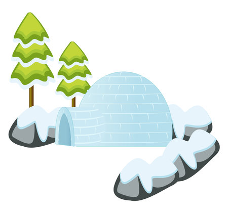 White iglu ,illustration, vector on white background.のイラスト素材