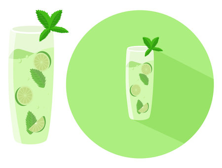 Mojito coctail ,illustration, vector on white background.のイラスト素材