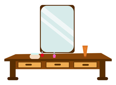 Makeup mirror ,illustration, vector on white background.のイラスト素材