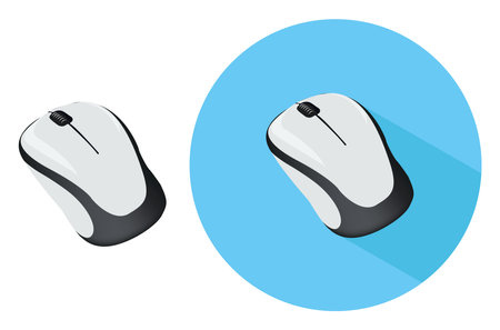 White computer mouse ,illustration, vector on white background.のイラスト素材