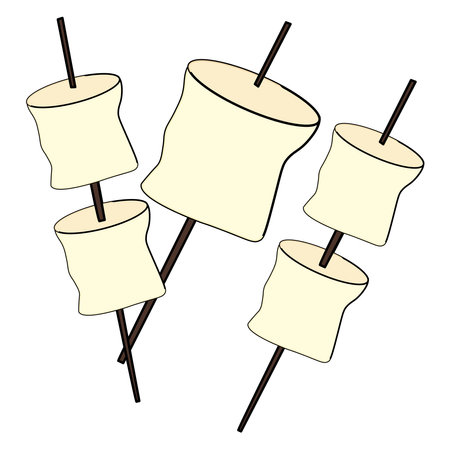 Roasted marshmellow ,illustration, vector on white background.のイラスト素材