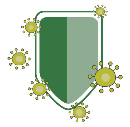 Shield against virus ,illustration, vector on white background.のイラスト素材