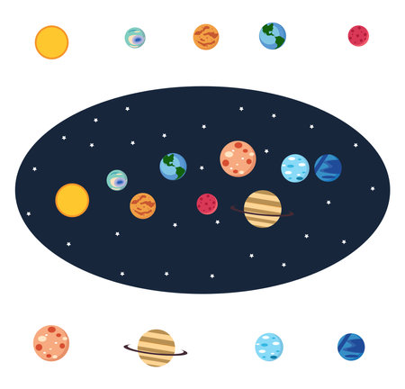 Solar system ,illustration, vector on white background.のイラスト素材