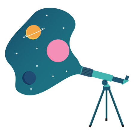 Big telescope ,illustration, vector on white background.のイラスト素材