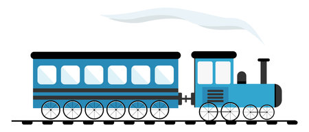 Blue train ,illustration, vector on white background.のイラスト素材