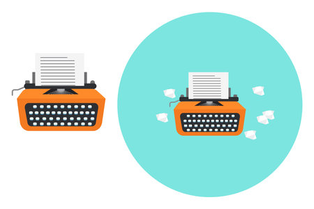 Orange typewriter ,illustration, vector on white background.のイラスト素材