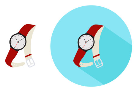 Red watch ,illustration, vector on white background.のイラスト素材