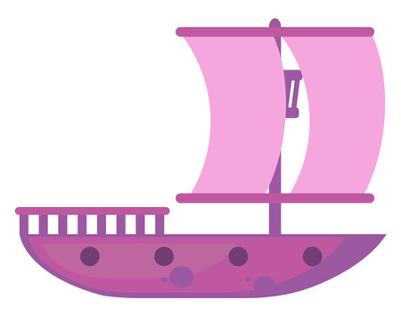 Big pink ship,illustration,vector on white backgroundのイラスト素材