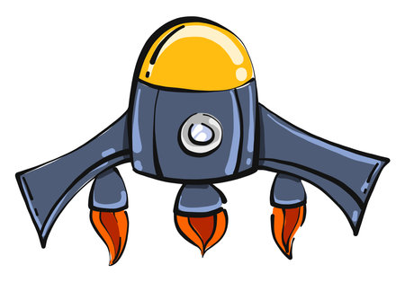 Blue spaceship,illustration,vector on white backgroundのイラスト素材