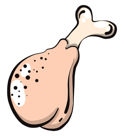 Baked chicken leg,illustration,vector on white backgroundのイラスト素材