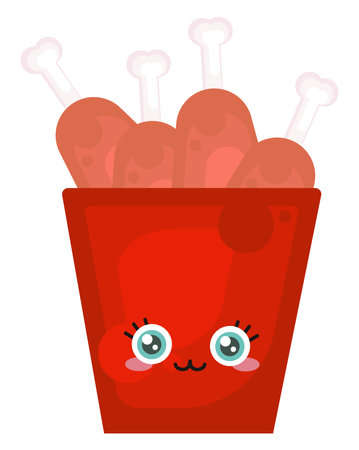 Basket of fried chicken,illustration,vector on white backgroundのイラスト素材