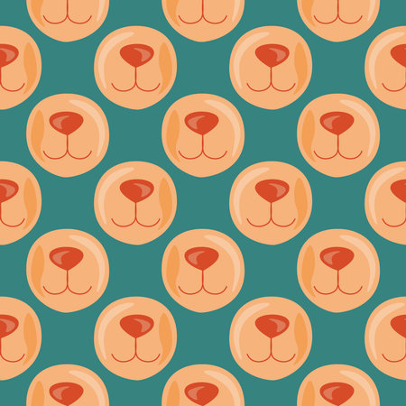 Bear nose , seamless pattern on a green background.のイラスト素材
