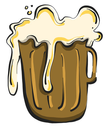 Big glass of beer,illustration,vector on white backgroundのイラスト素材