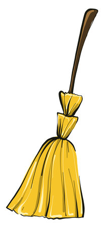 Big yellow broom,illustration,vector on white backgroundのイラスト素材