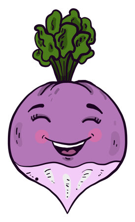 Purple turnip laughing,illustration,vector on white backgroundのイラスト素材