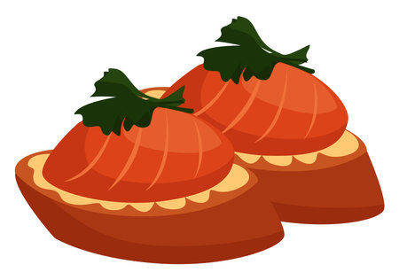 Delicious bruschetta,illustration,vector on white backgroundのイラスト素材